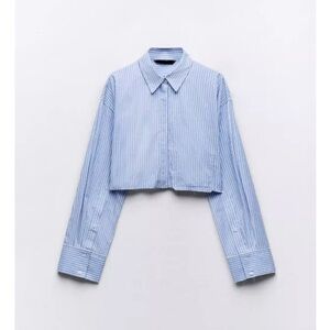 Zara Blue Striped Cropped Shirt